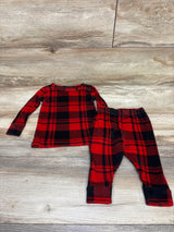 Cat & Jack 2pc Plaid Velour Pajama Set Red sz 12m