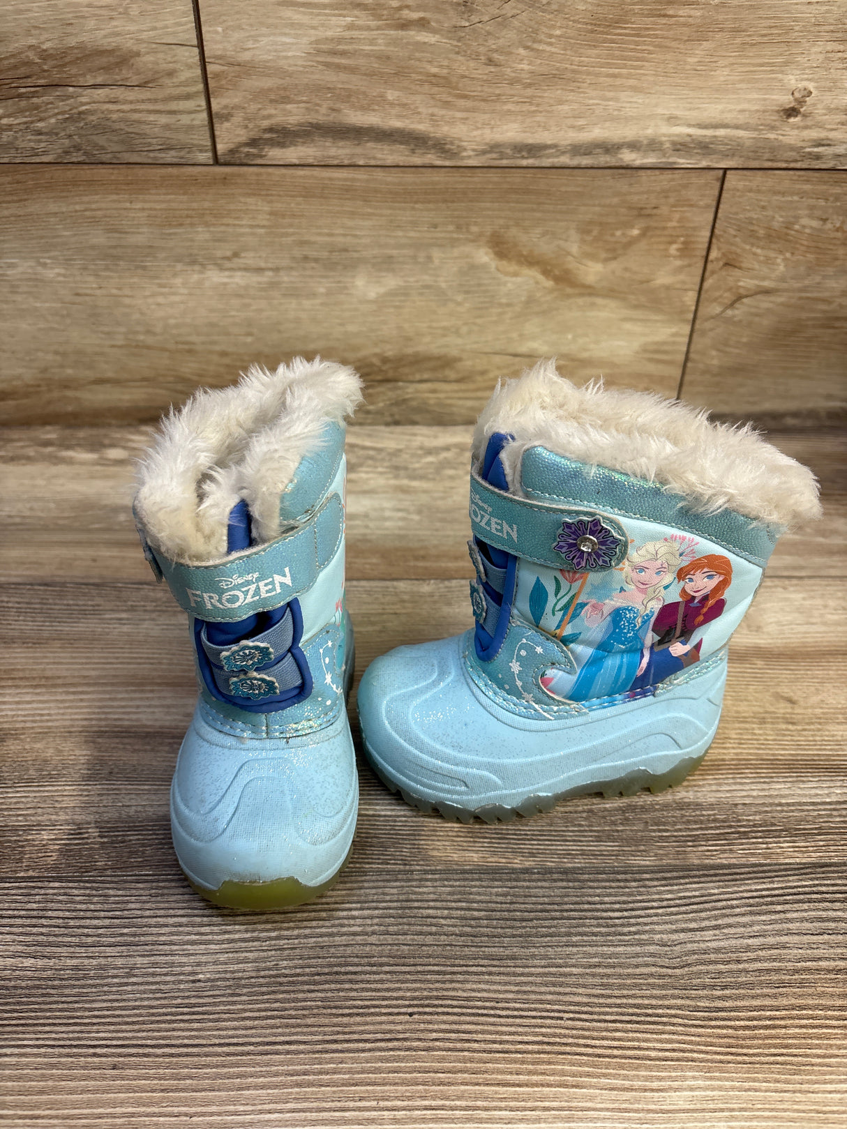 Disney Frozen Light Up Snow Boots Blue sz 7c