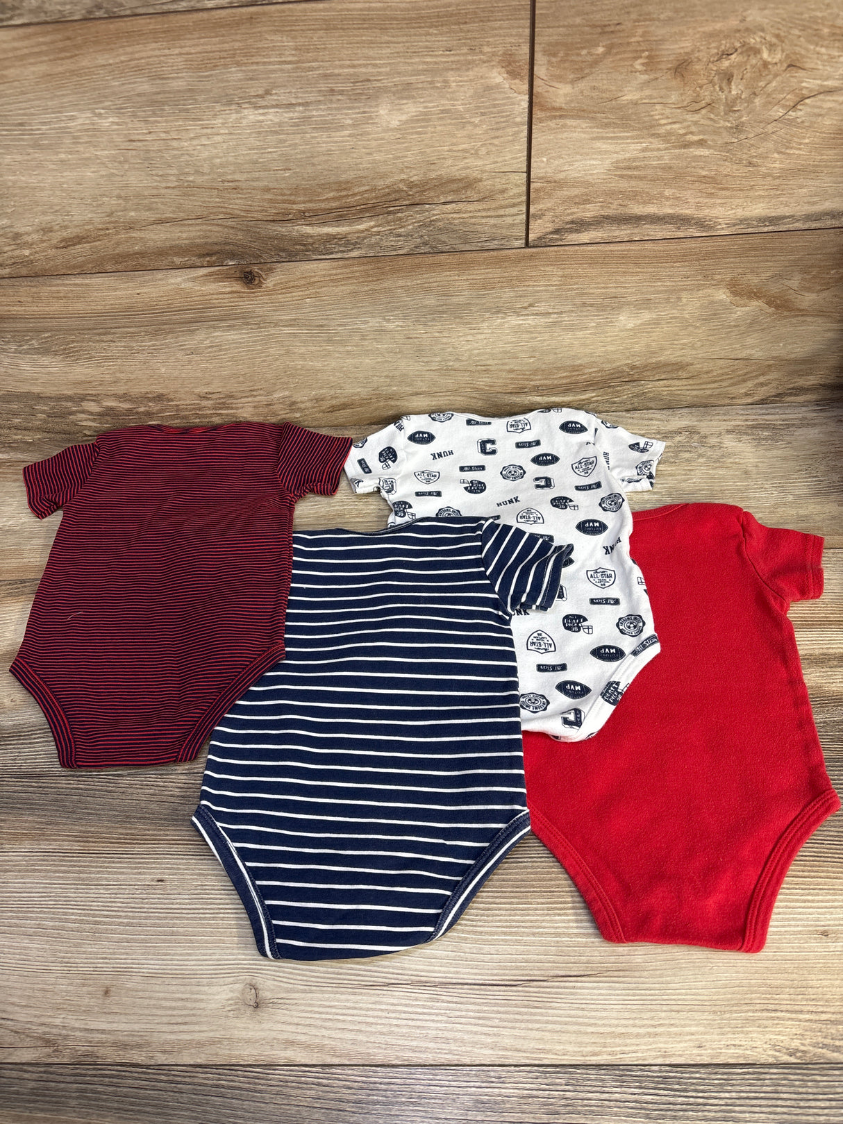 Kiddiezoom 4pk Striped Bodysuits Red & Blue sz 9m