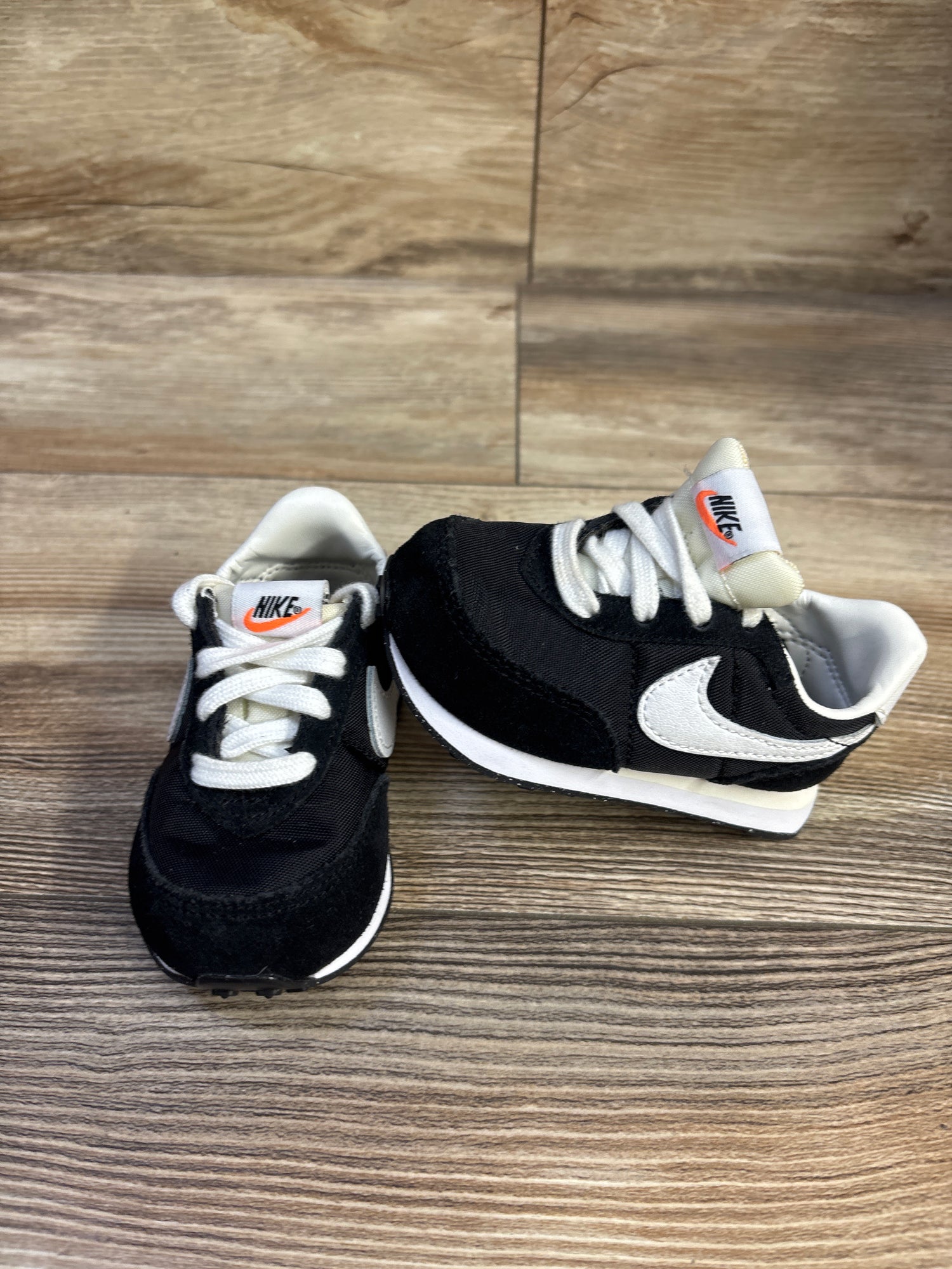 Nike Waffle Trainer 2 TD 'Black White' Sneakers sz 4c