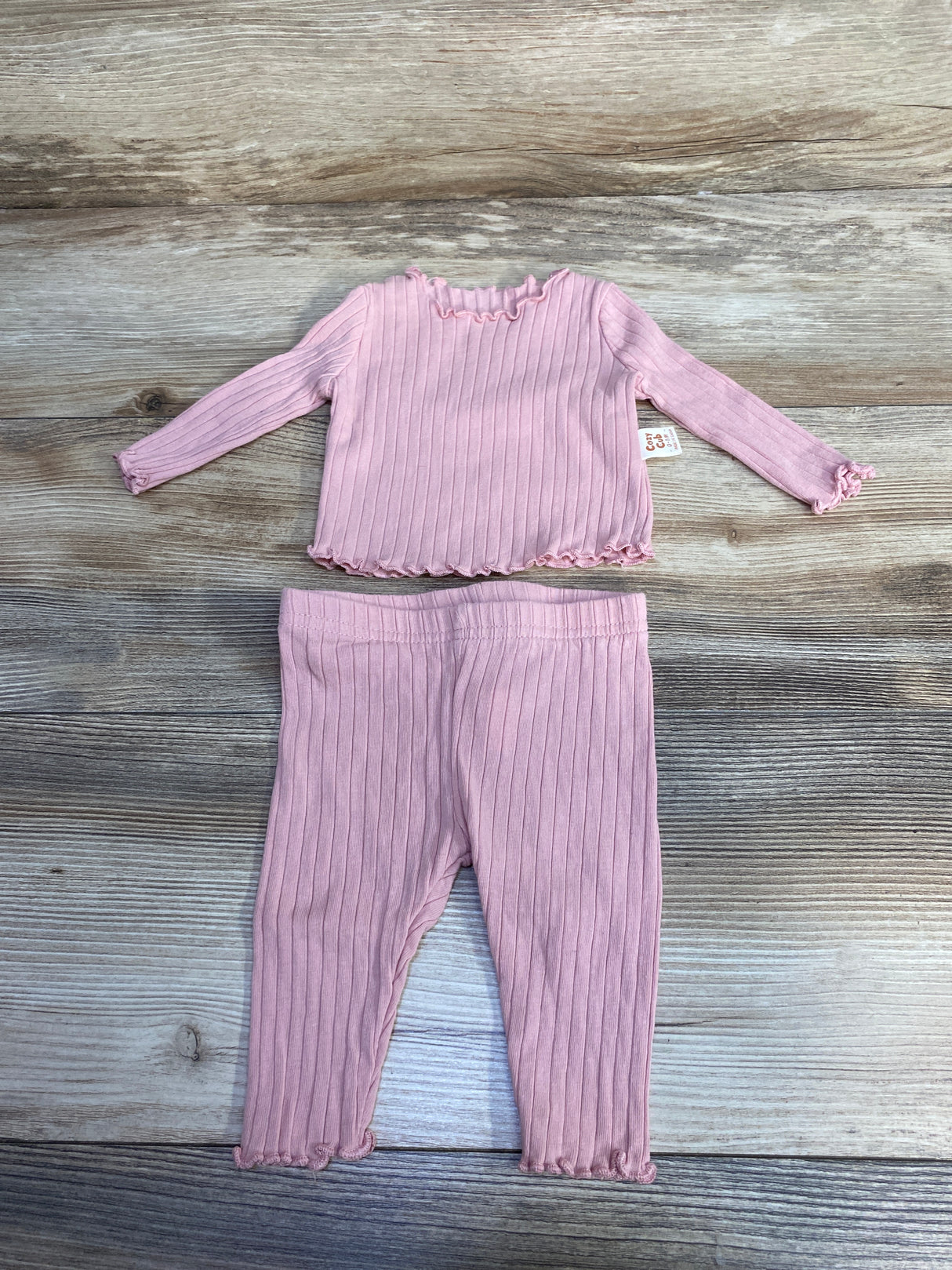 Cozy Cub 2pc Ribbed Lettuce Trim Set Pink sz 0-1m