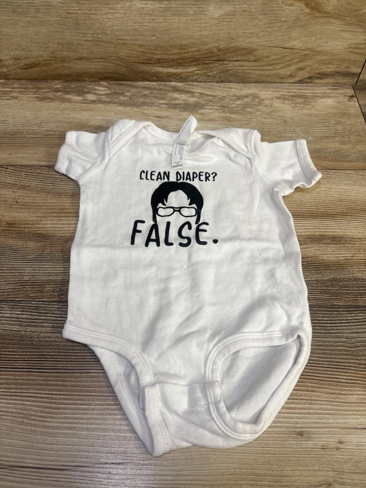 Rabbit Skins The Office Dwight 'Clean Diaper? False.' Bodysuit White sz 18m