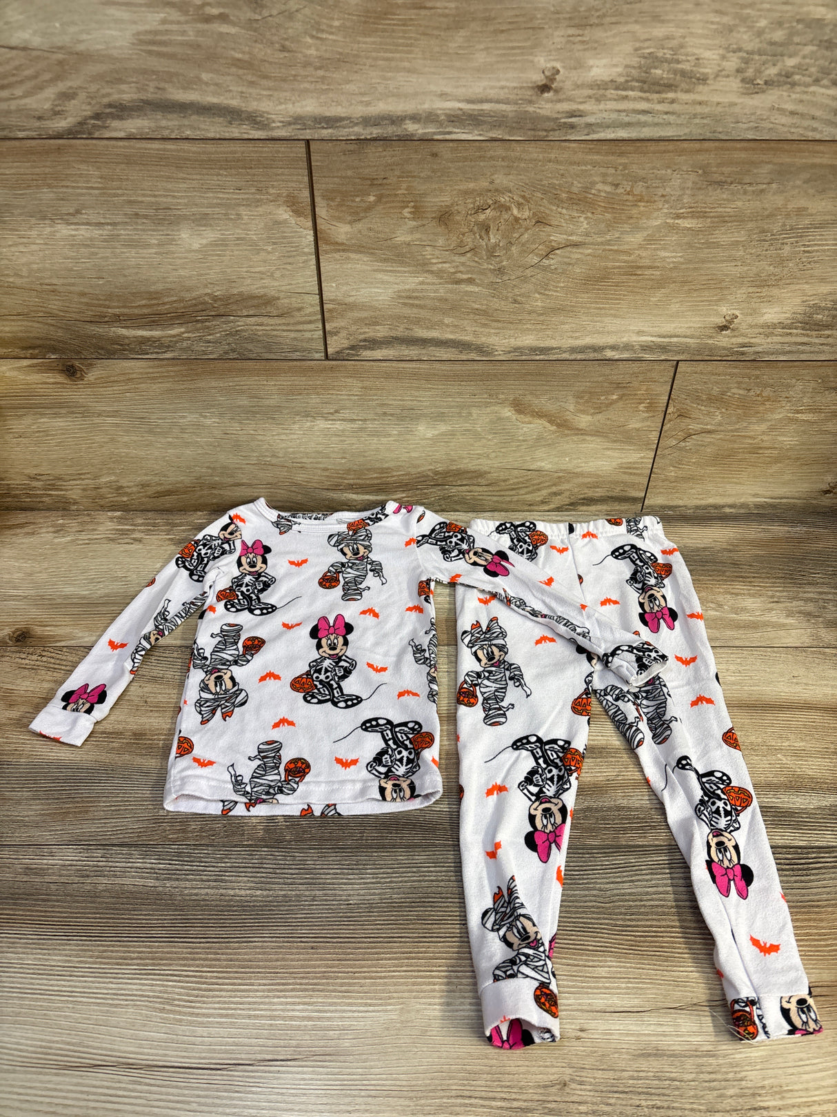 Disney 2pc Minnie Mouse Halloween Pajama Set White sz 2T