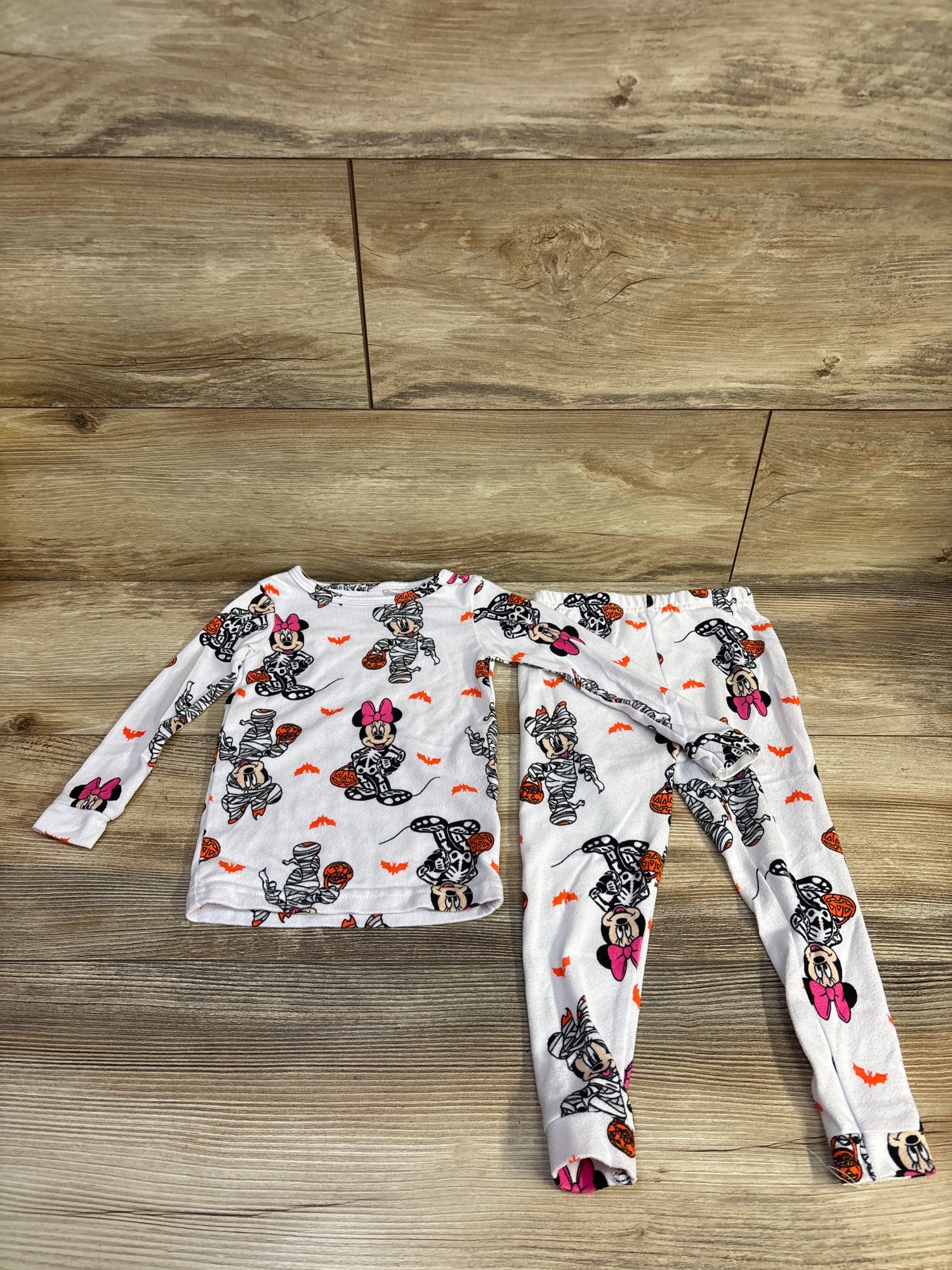 Disney 2pc Minnie Mouse Halloween Pajama Set White sz 2T