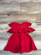 Old Navy Peplum Eyelet Top & Short Set in Robbie Red sz 4T