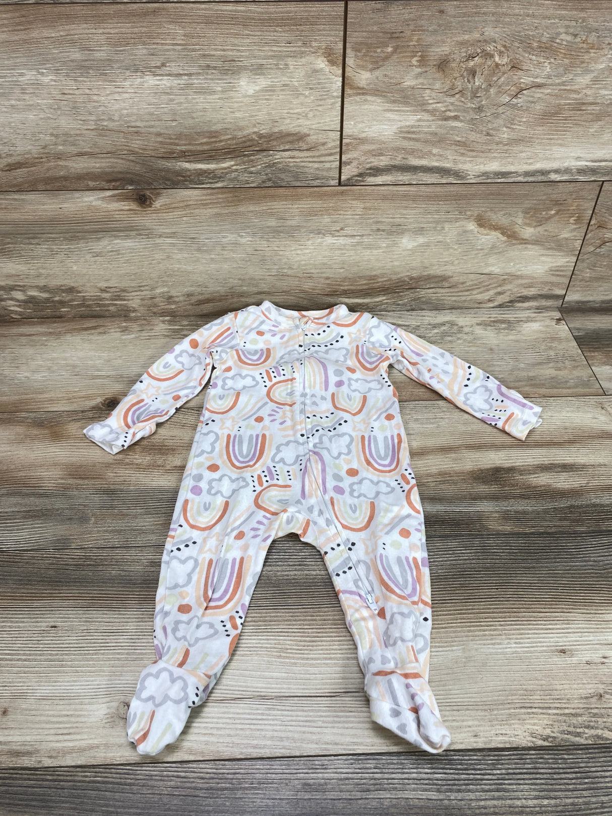 Old Navy Rainbow & Clouds Sleeper White sz 6-9m