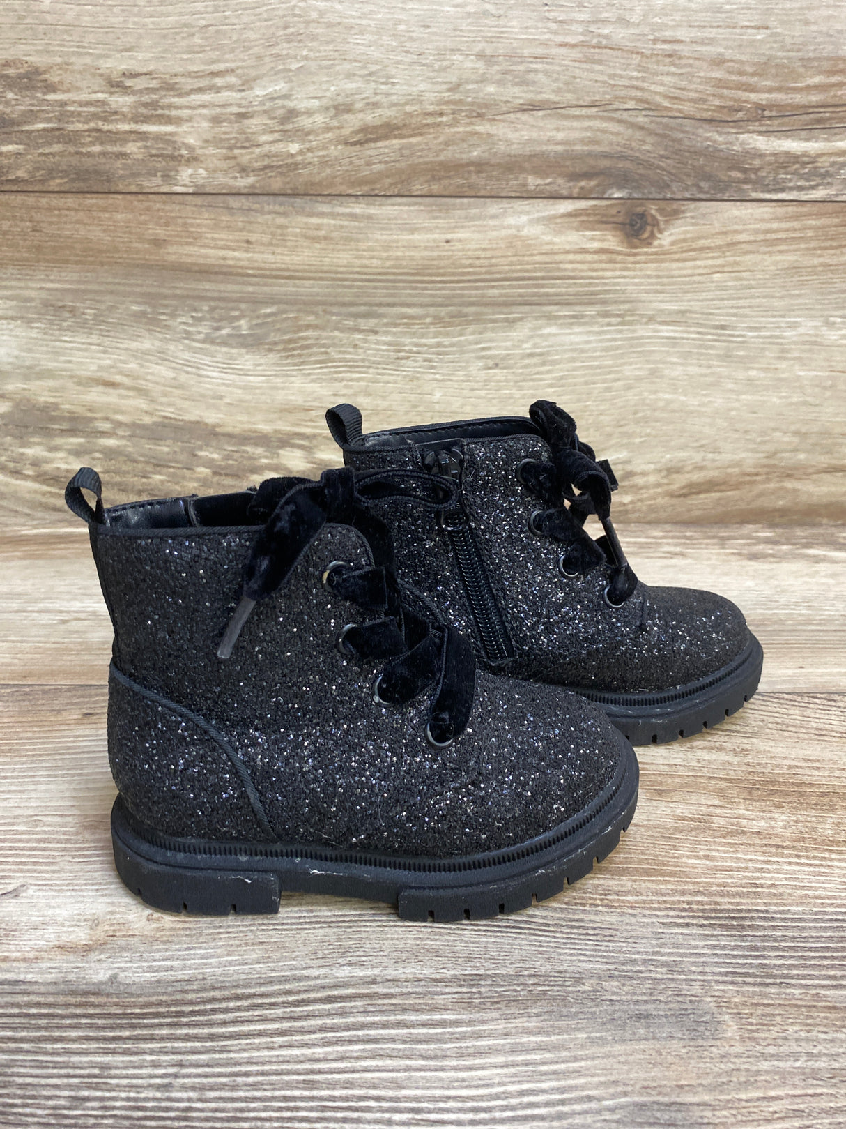 Cat & Jack Glitter Boots, Black sz 7c