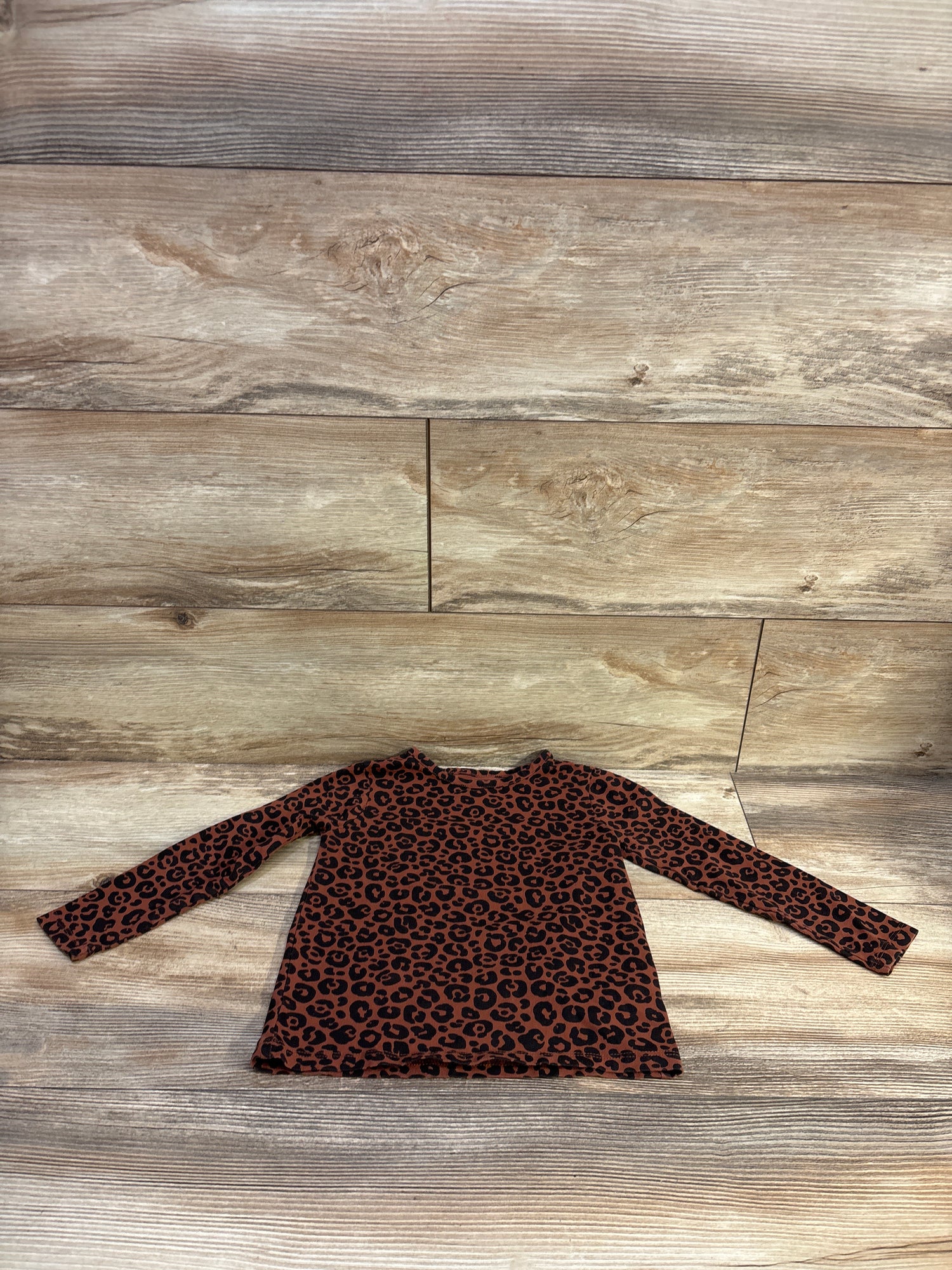 H&M Leopard Print Long Sleeve Shirt Brown sz 3/4T