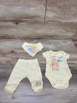 Disney Baby 3pc Winnie The Pooh Bodysuit, Pants, & Bib Set Yellow sz Newborn