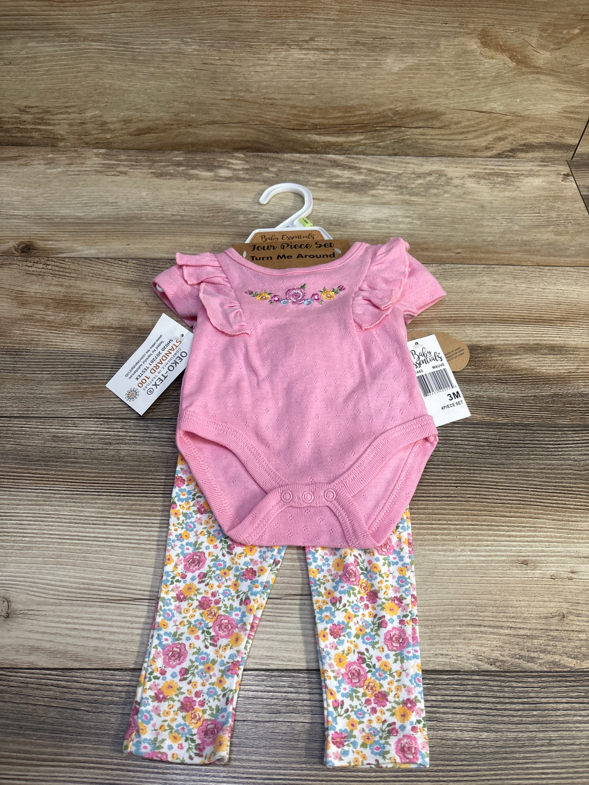 NEW Baby Essentials 4pc Floral Layette Set Pink sz 3m