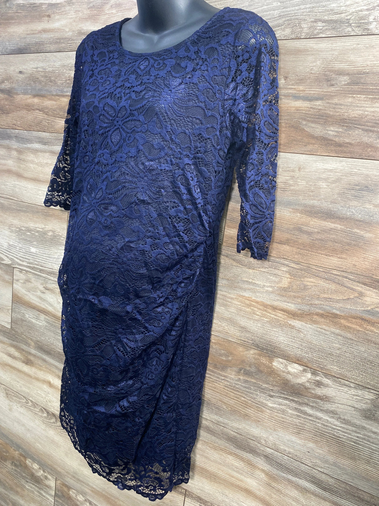 Pink Blush Fitted 3/4 Sleeve Lace Dress Navy sz Large