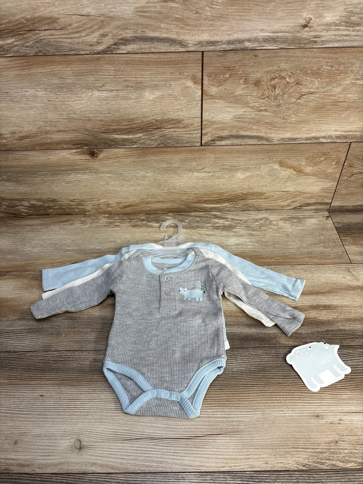 NEW Little Beginnings Long Sleeve Bodysuits 3pk Grey sz 0-3m