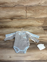 NEW Little Beginnings Long Sleeve Bodysuits 3pk Grey sz 0-3m