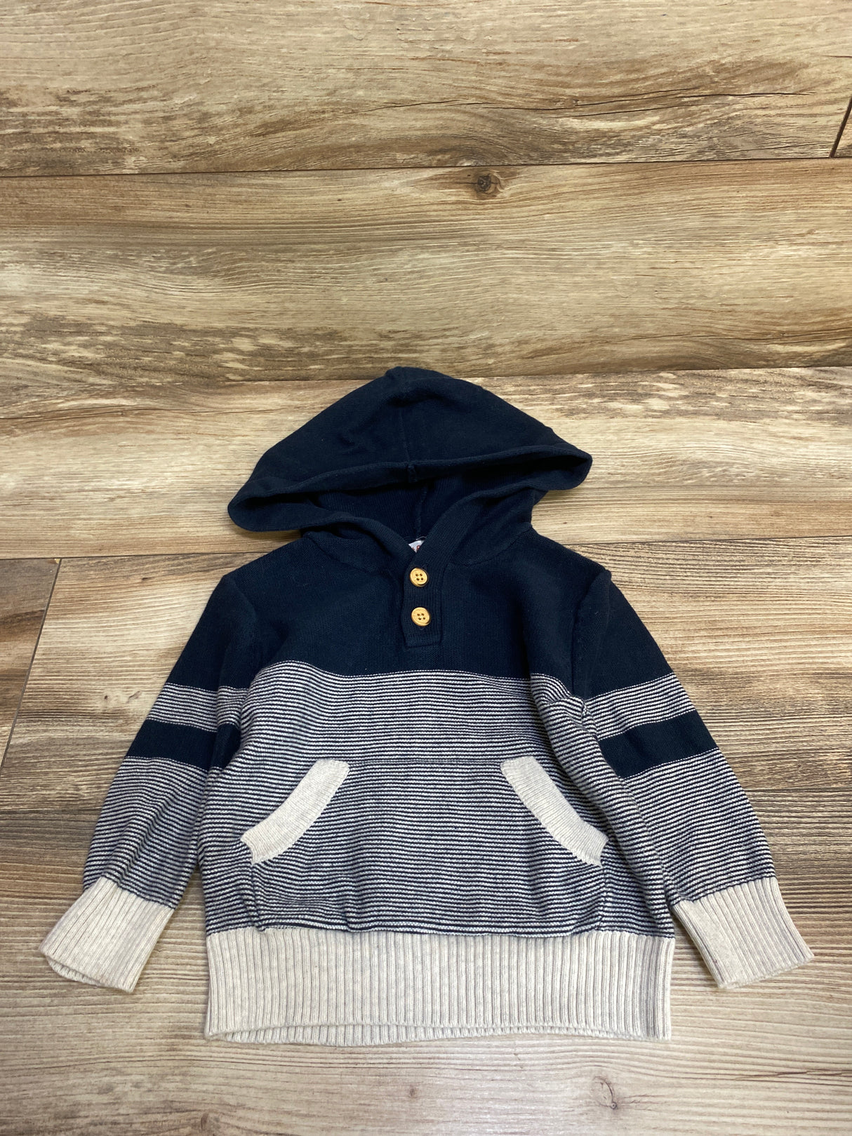 Cat & Jack Striped Hooded Pull Over Navy sz 18m