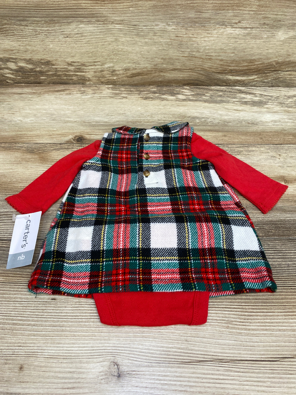 New Carter's 2pc Plaid Flannel Dress Red sz Newborn