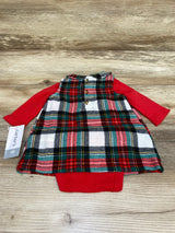 New Carter's 2pc Plaid Flannel Dress Red sz Newborn
