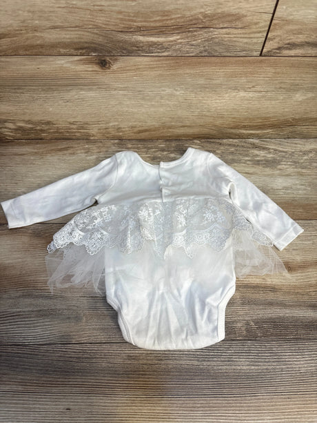 White baby girl long sleeve bodysuit with lace tutu skirt, resale kids clothing