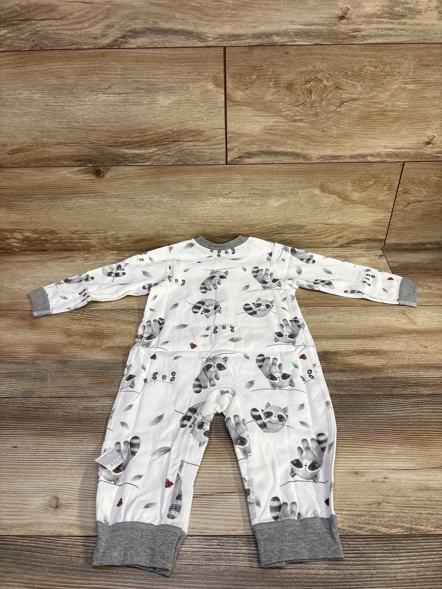 NWOT Cherie Kids Racoon Print Snap Coverall White sz 6-9m