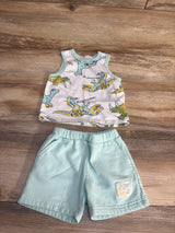 Kids Play 2pc Dinosaur Tank Top & Shorts Set White sz 2T