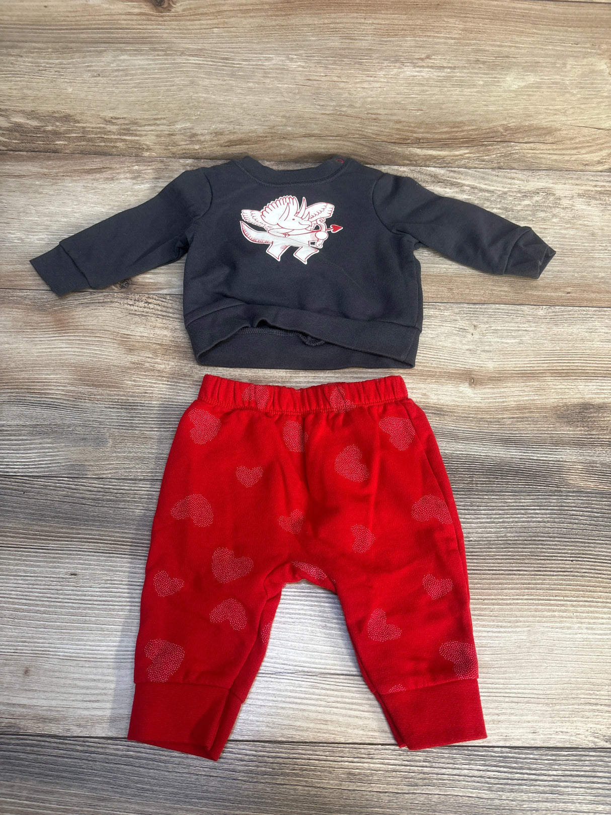 Cat & Jack 2pc Dino Cupid Sweatshirt Set Grey sz 0-3m
