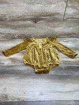 Mudpie Velvet Ruffle Romper Yellow sz 9-12m