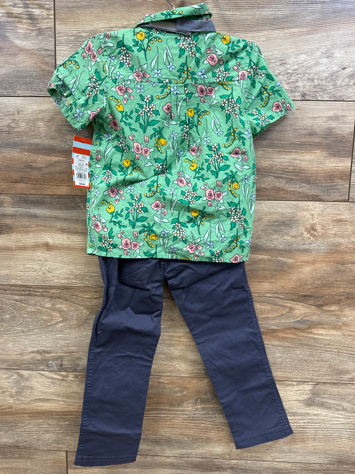 NEW Cat & Jack 3pc Floral Button-Up Set Green sz 4T