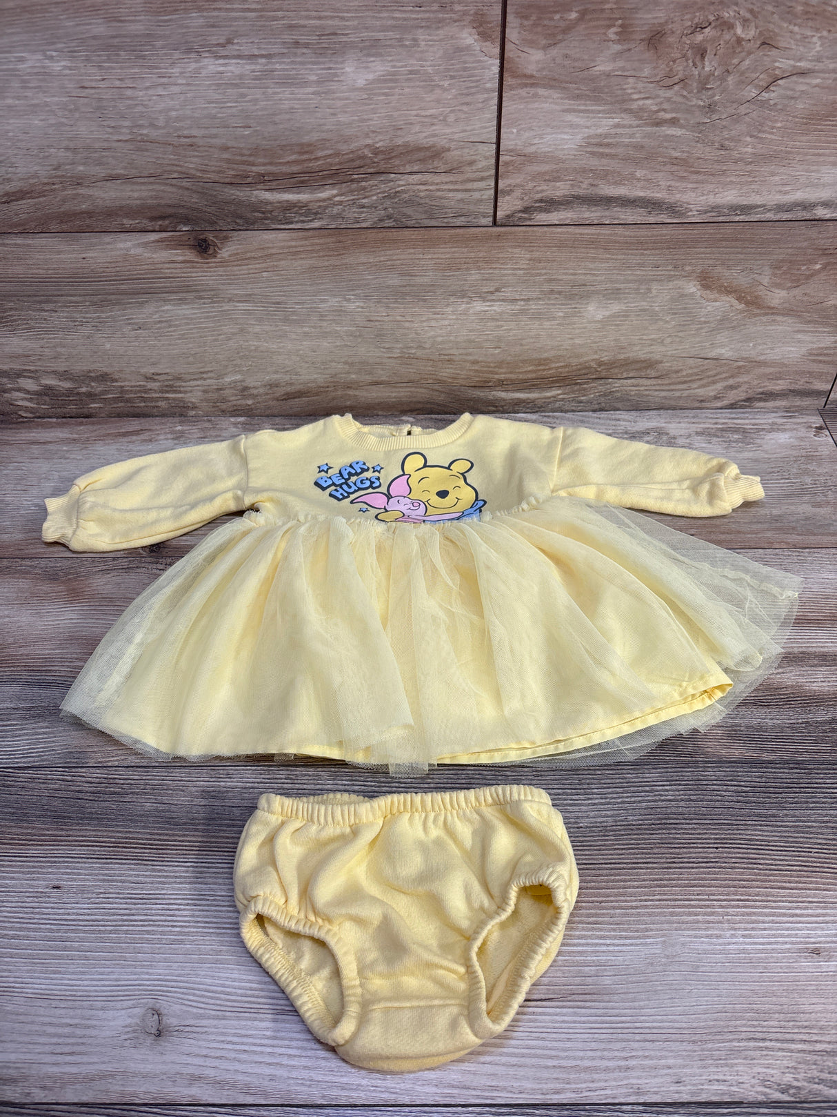 Disney Baby 2pc Winnie The Pooh Sweatshirt Dress & Bloomers Set Yellow sz 6/9m