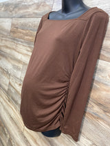 Ginkana Long Sleeve Ruched Shirt Brown sz Large