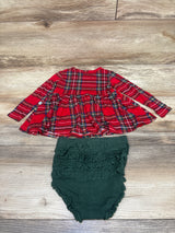 Posh P Bamboo Plaid Shirt & Bummie Set Red sz 12-18m