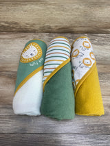 NWoT Hooded Bath Towels 3Pk 'Wild One' Green/Yellow/White