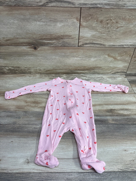 Wonder Nation pink modal heart print baby sleeper with footies, size 3-6m