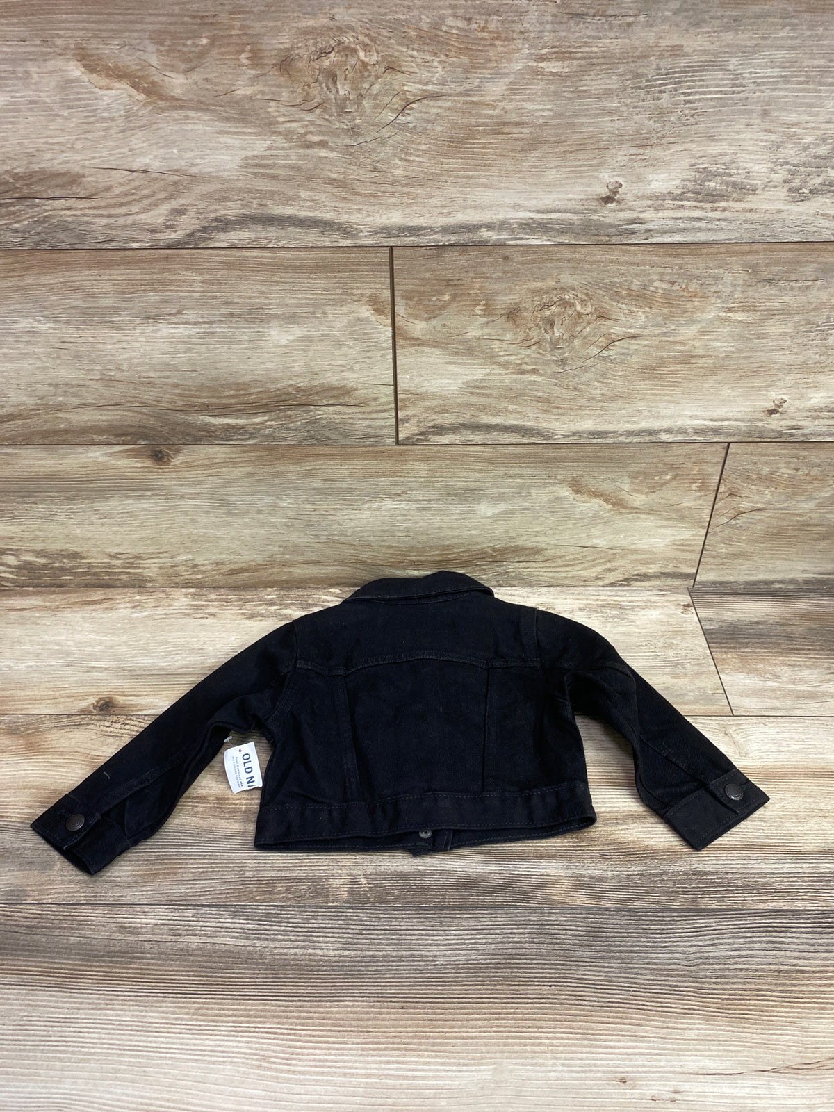 NEW Old Navy Cropped Embroidered Trucker Jean Jacket Black sz 18-24m