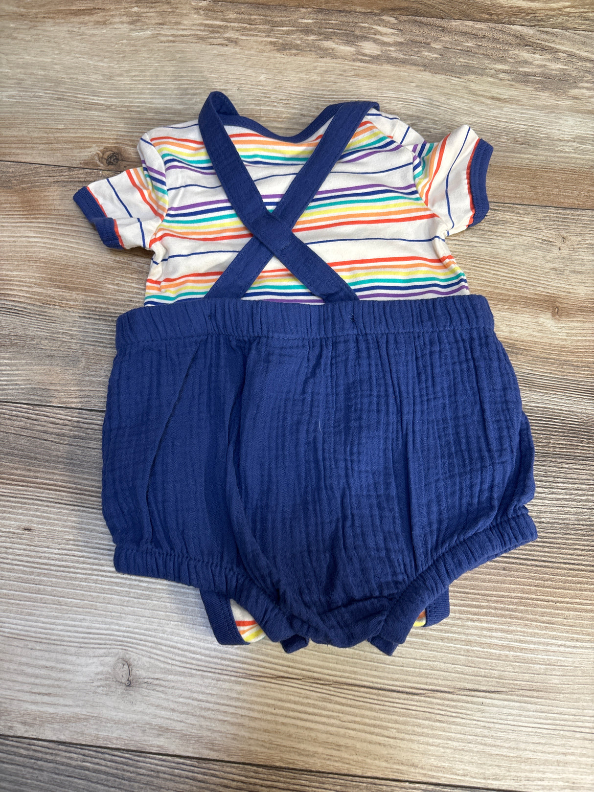 Cat & Jack Striped Bodysuit & Shortalls Set White sz 6-9m