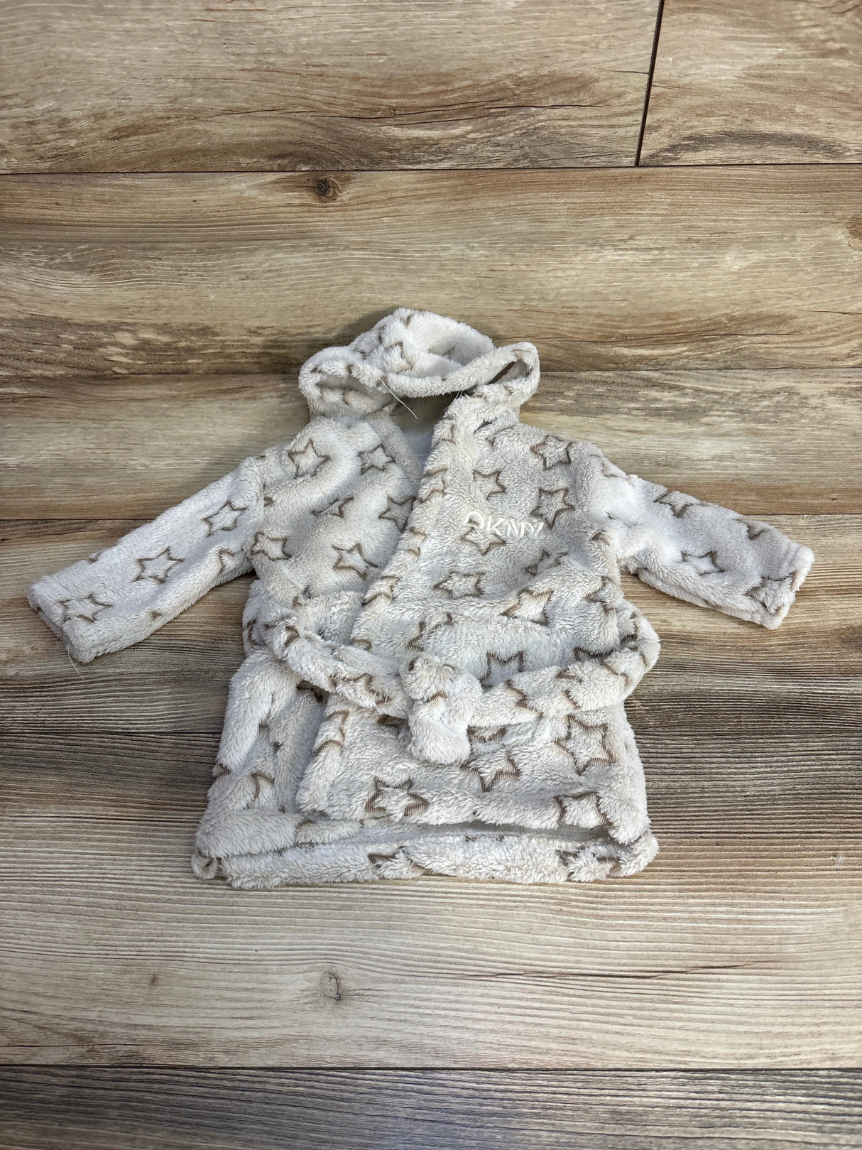 DKNY Star Print Plush Robe Taupe sz 0-3m
