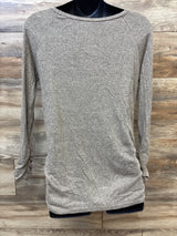 Pinkblush Maternity Ruched Long Sleeve Knit Shirt Brown sz Medium