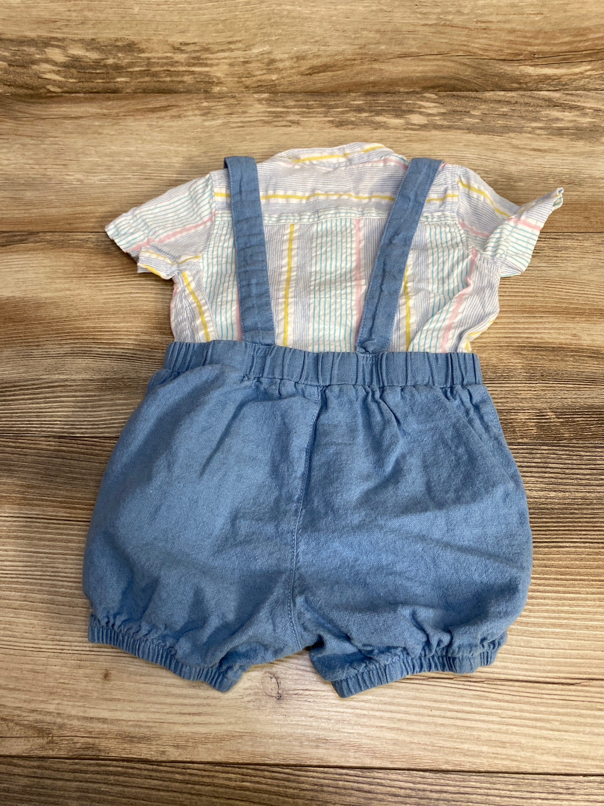 Primark 2pc Striped Bodysuit & Shorts Blue sz 9-12m