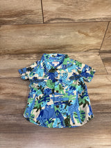 Cat & Jack Dinosaur Button Up Shirt Blue sz 2T