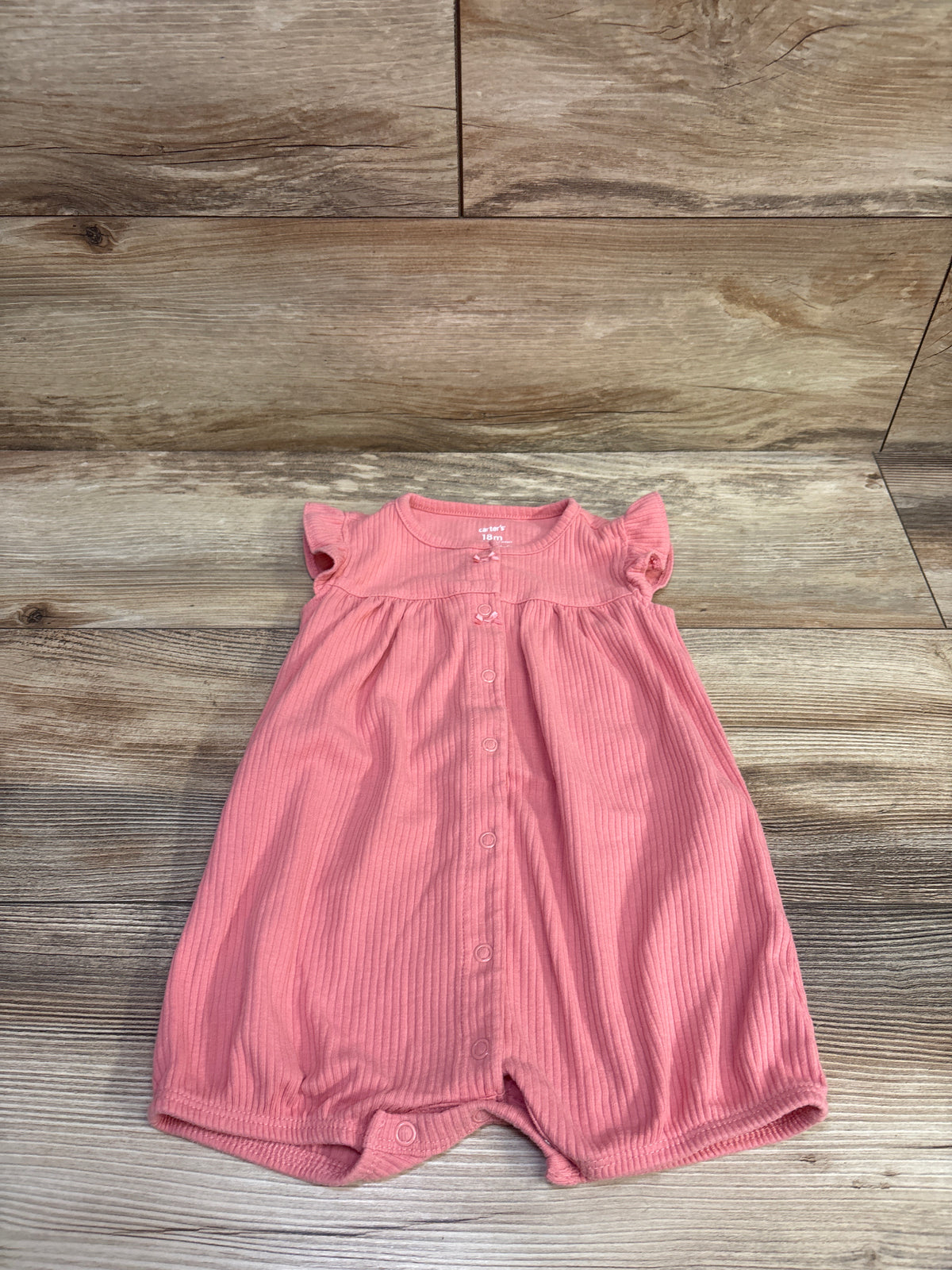 Carter's Button-Front Ribbed Shortie Romper Pink sz 18m