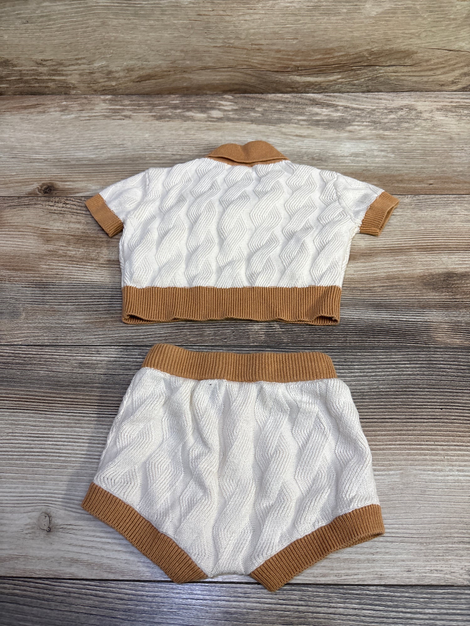 Cat & Jack 2pc Knit Collared Shirt & Shorts Set Beige sz Newborn