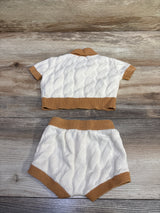 Cat & Jack 2pc Knit Collared Shirt & Shorts Set Beige sz Newborn