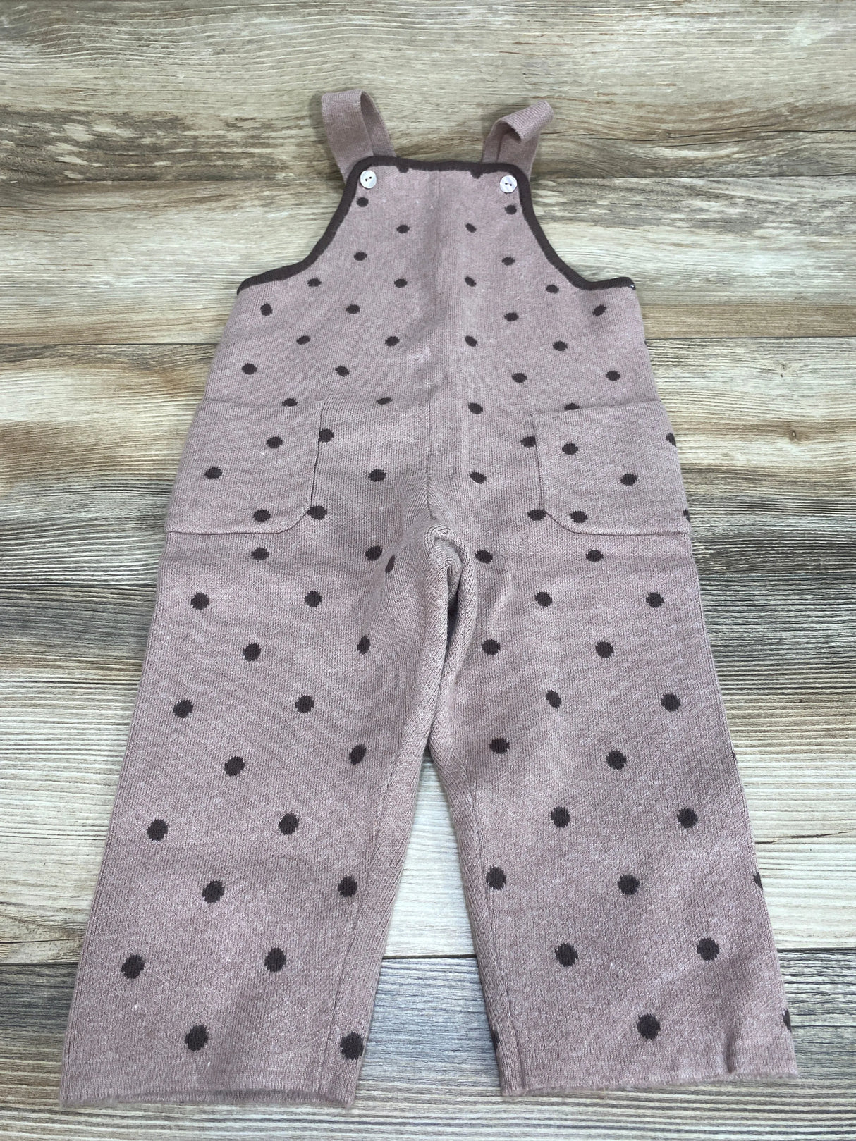 Zara Polka Dot Knit Overalls Mauve sz 18-24m