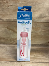 NEW Dr. Brown's Narrow Baby Bottle w/ Level 1 Slow Flow Nipple, Pink 8oz