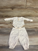 Tahari Baby 2pc Ribbed Henley Bodysuit & Pants Set Ivory sz 3/6m