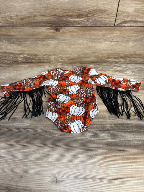 Pumpkin Print Fringe Bodysuit Orange sz 0-3m - Me n Mommy To Be