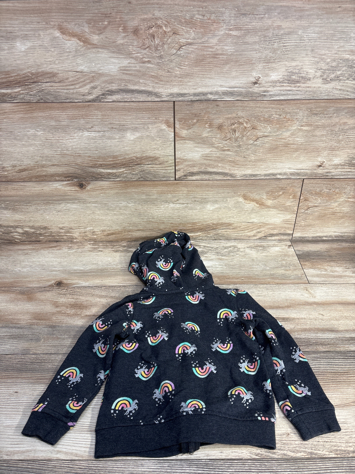 Jumping Beans Unicorn Rainbow Full Zip Hoodie Grey sz 3T
