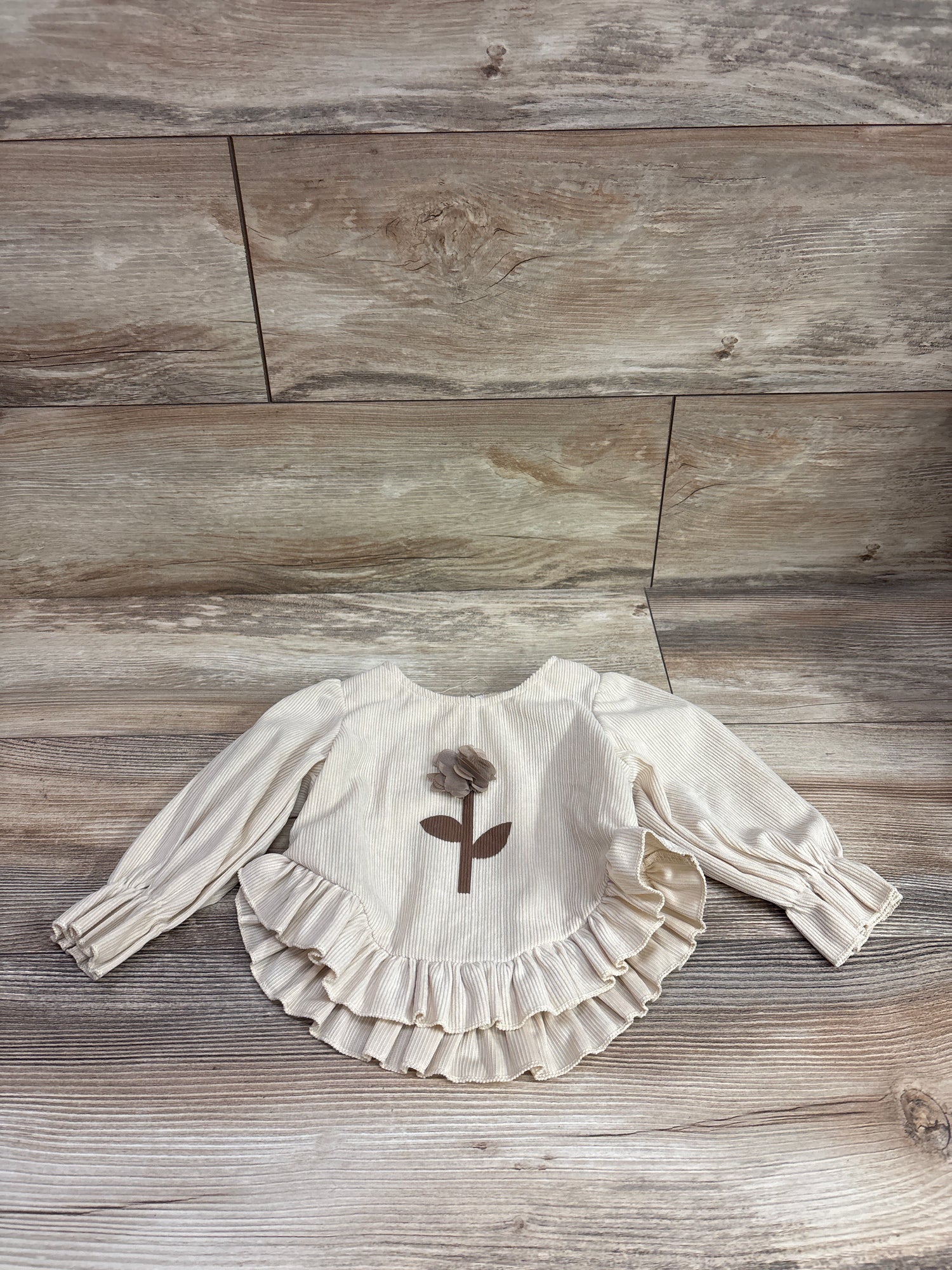 Shein Long Sleeve Ribbed Shirt Beige sz 9-12m