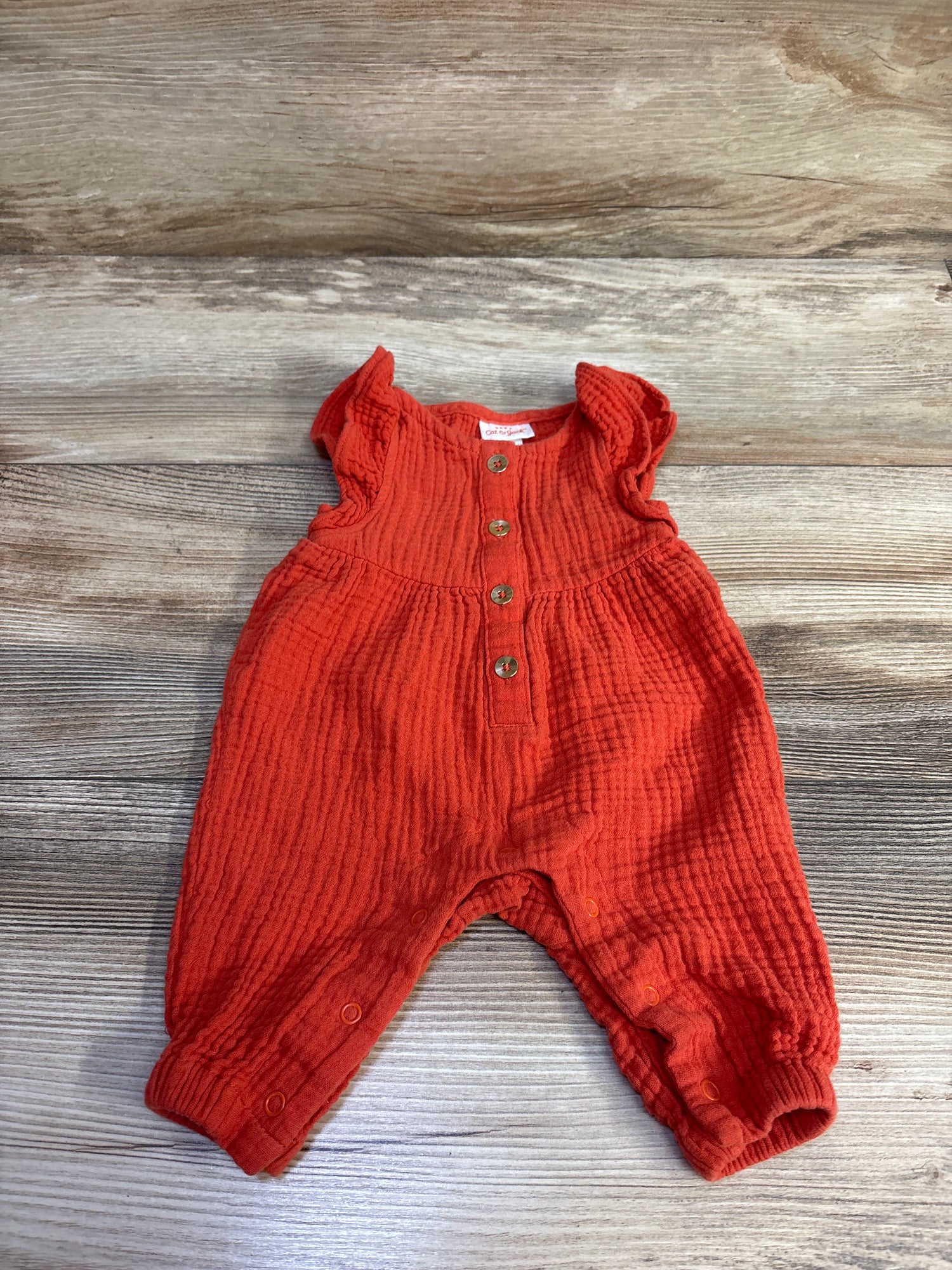 Cat & Jack Gauze Button Jumpsuit Orange sz Newborn