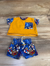 Handmade 2pc Mickey & Friends Shirt & Shorts Set Yellow sz 3m