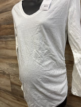 NEW Isabel Maternity Ruched Long Sleeve Shirt White sz Medium