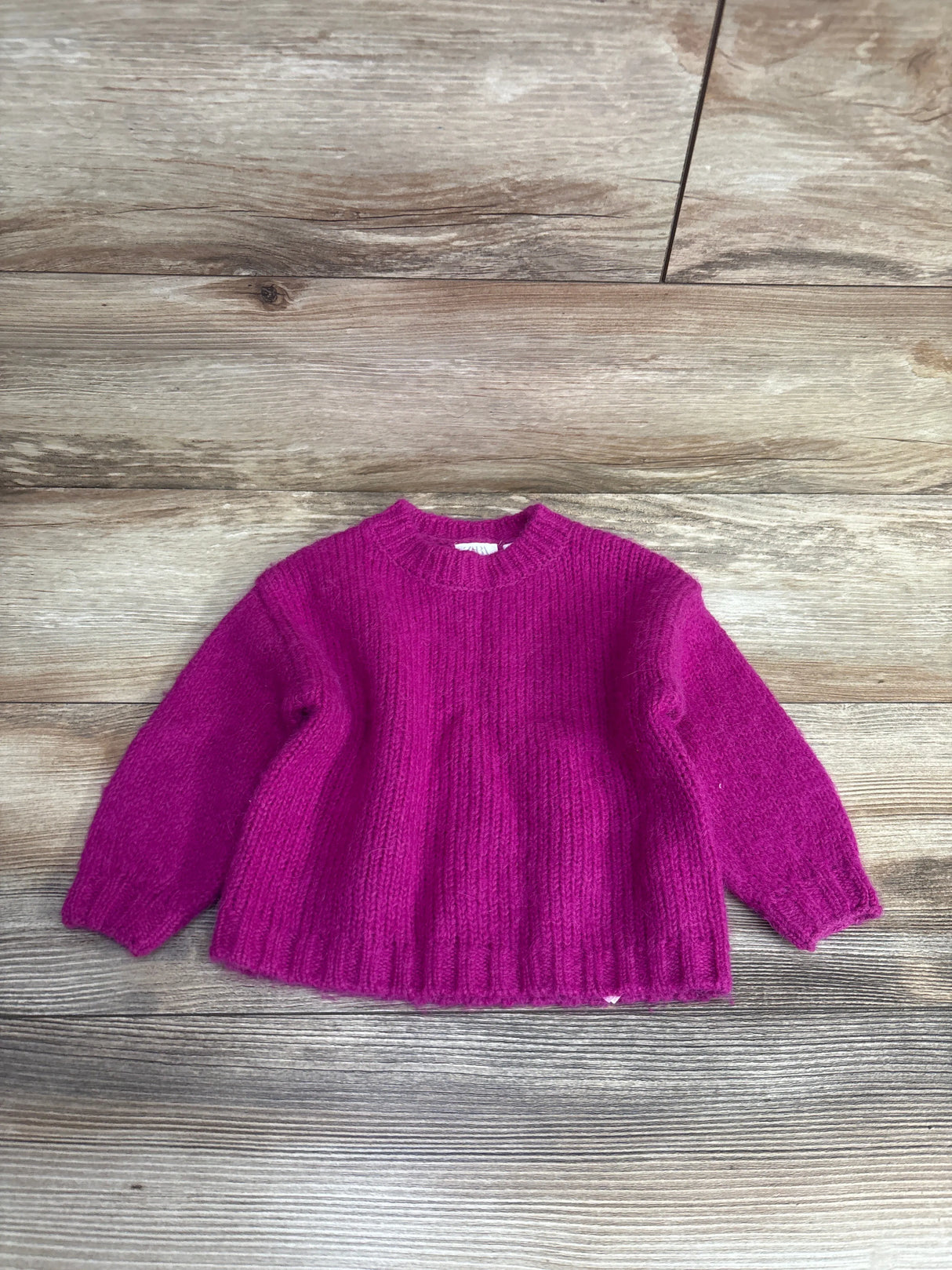 Zara Fuzzy Chunky Knit Sweater Fuchsia sz 9-12m